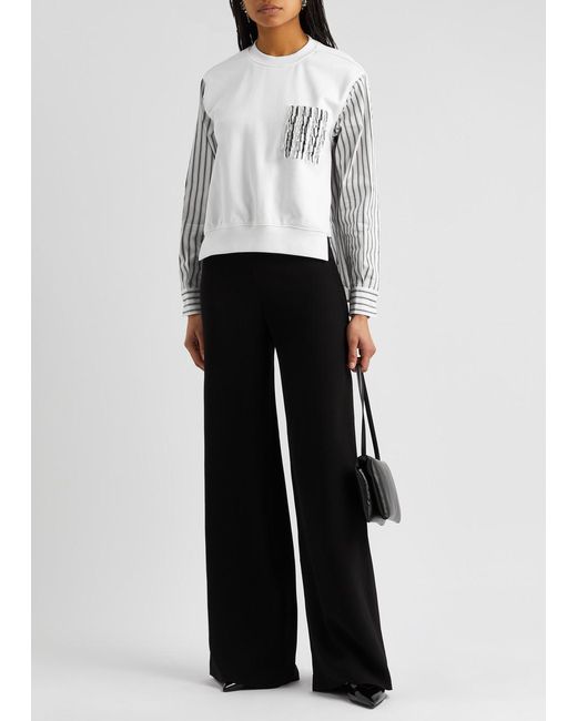 3.1 Phillip Lim White Striped Panelled Cotton Sweatshirt