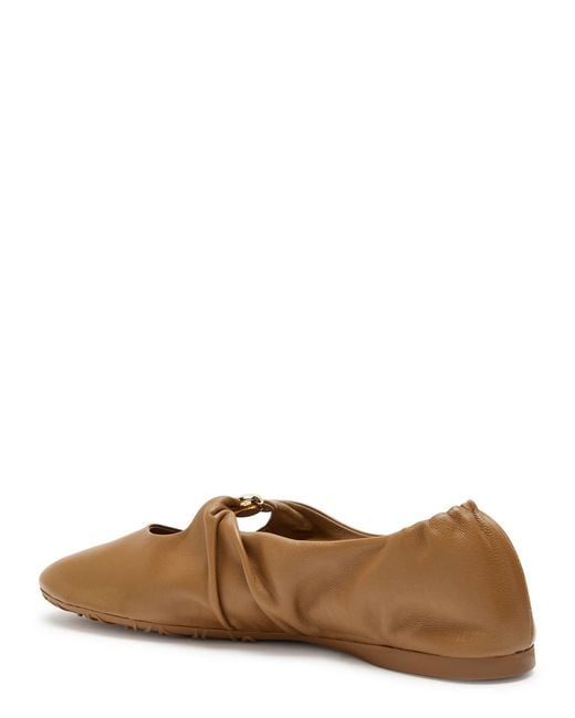 Loewe Brown Pebble Leather Ballet Flats