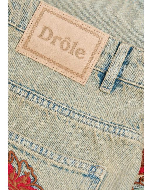 Drole de Monsieur Gray Dusty Brodé Fleurs Embroidered Shorts for men