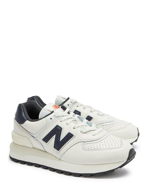 New Balance White 574 Leather Sneakers