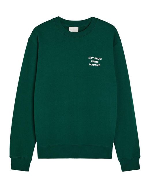 Drole de Monsieur Green Le Sweatshirt Slogan Embroidered Cotton Sweatshirt for men