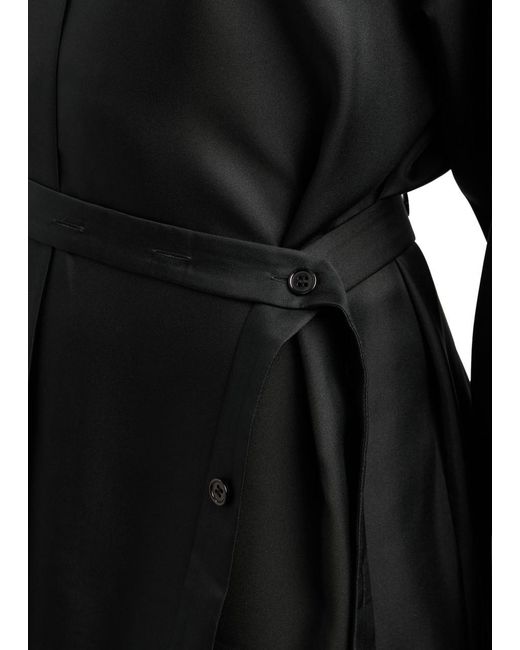 Rohe Black Open-Back Silk-Satin Midi Shirt Dress