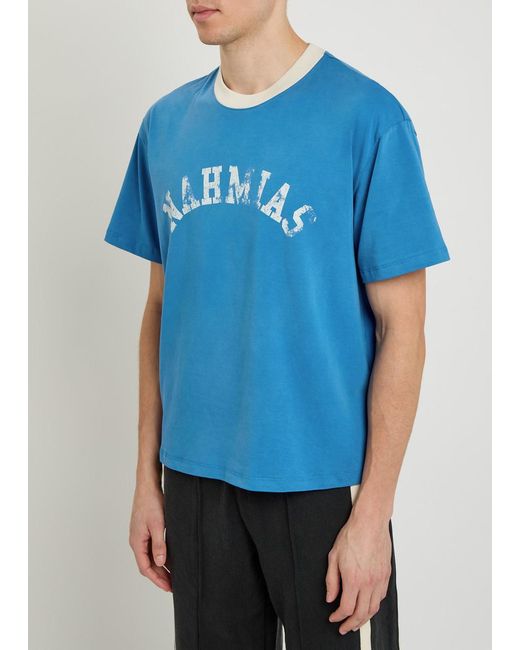 NAHMIAS Blue Arch Ringer Logo Cotton T-Shirt for men