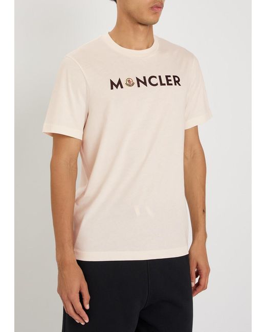 Moncler Natural Logo-Print Cotton T-Shirt for men
