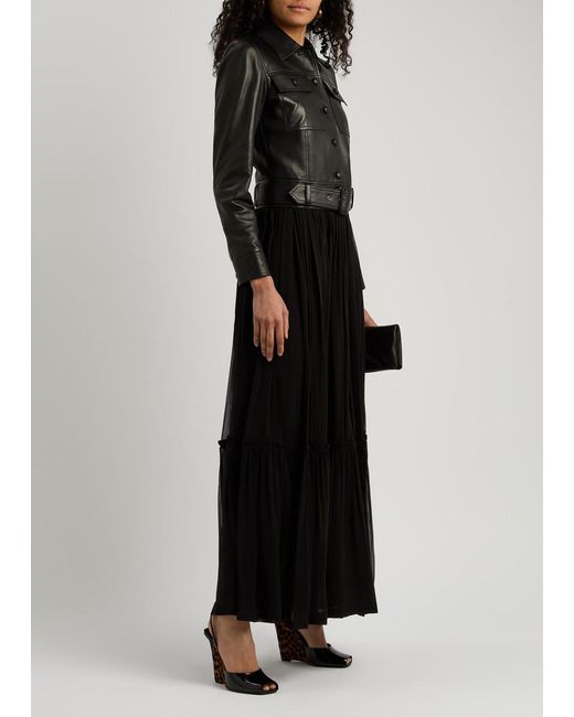 Saint Laurent Black Le Scandale 110 Patent Leather Wedge Sandals