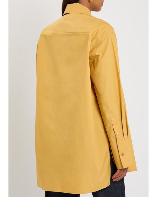OSSOU Yellow Tess Asymmetric Cotton-Poplin Shirt
