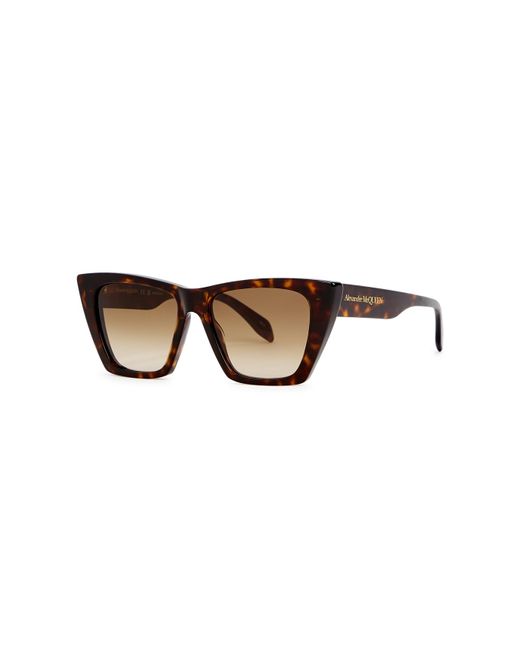 Alexander McQueen Brown Tortoiseshell Cat-Eye Sunglasses, Sunglasses