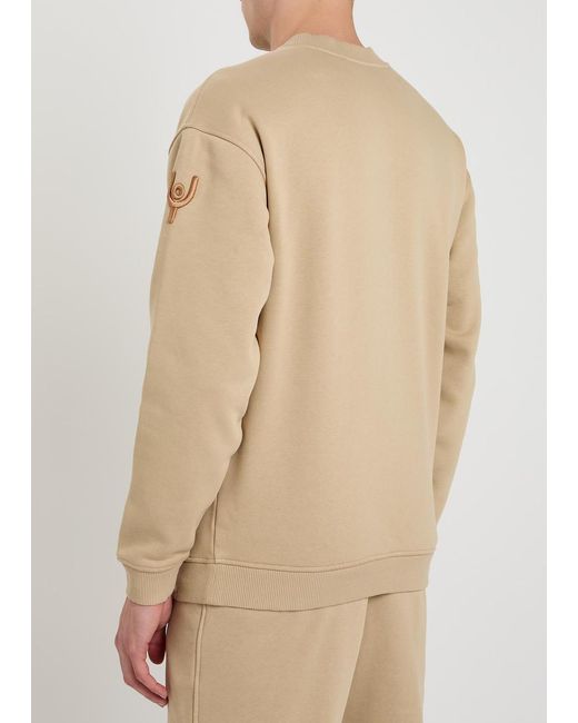 Now You Live Natural Pleatling Logo-Embroidered Cotton Sweatshirt for men