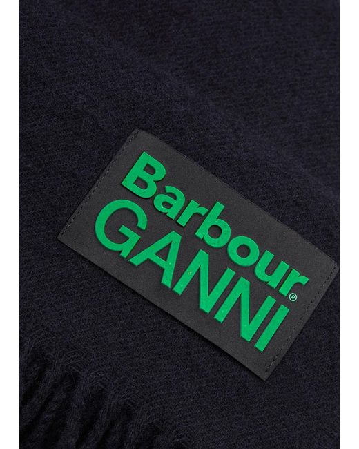 Barbour Blue X Ganni Wool Scarf