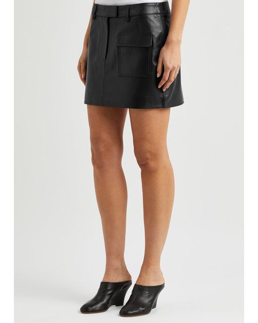 AEXAE Black Leather Mini Skirt