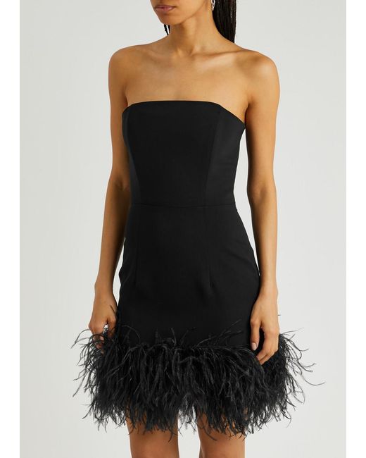 16Arlington Black Minelli Feather-trimmed Mini Dress