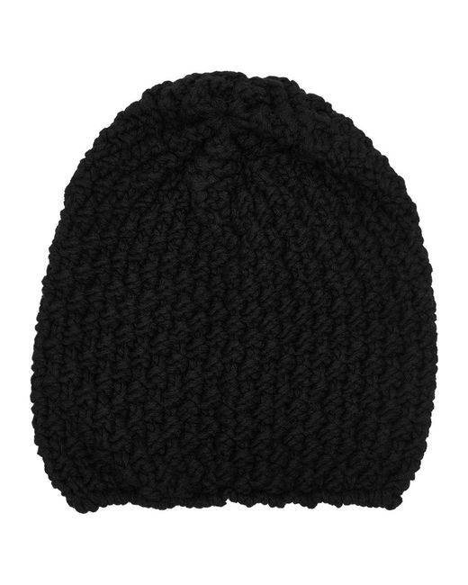 Inverni Black Chunky-knit Cashmere Beanie