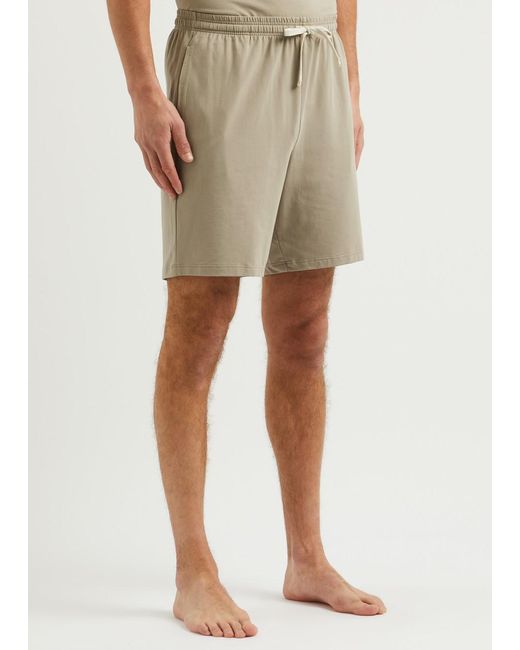 Boss Natural Logo-Embroidered Stretch-Cotton Shorts for men