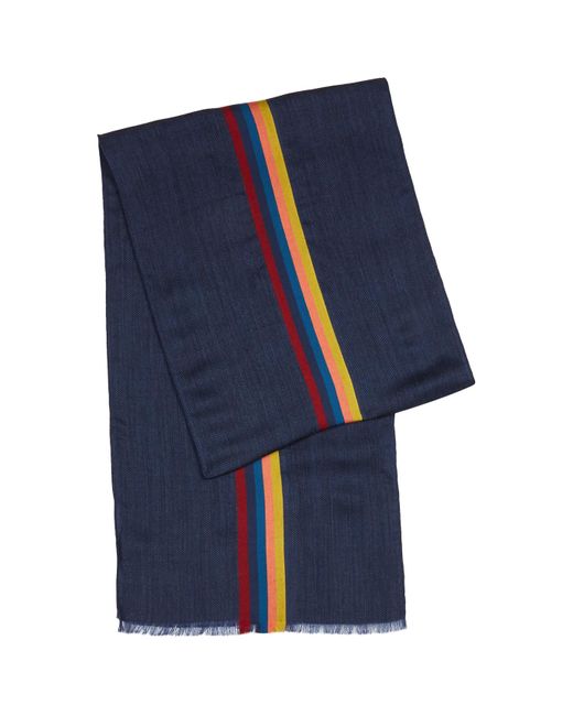 Paul Smith Blue Striped Wool-Blend Scarf for men