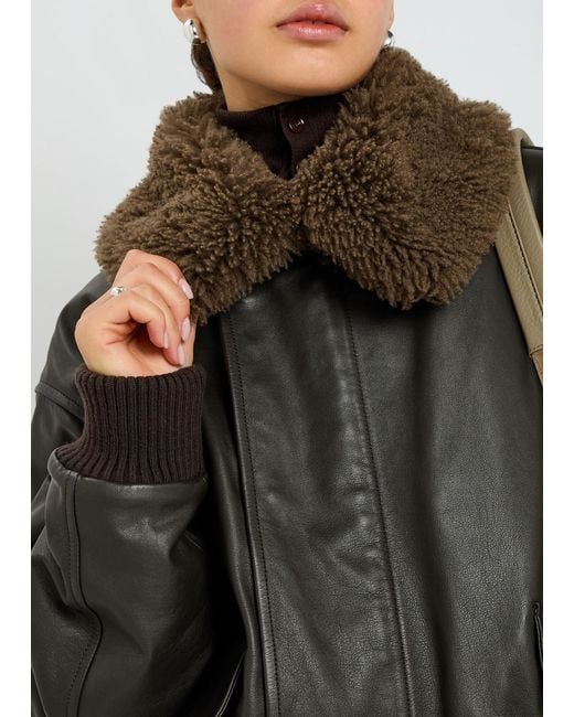 Lemaire Black Quilted Leather Jacket