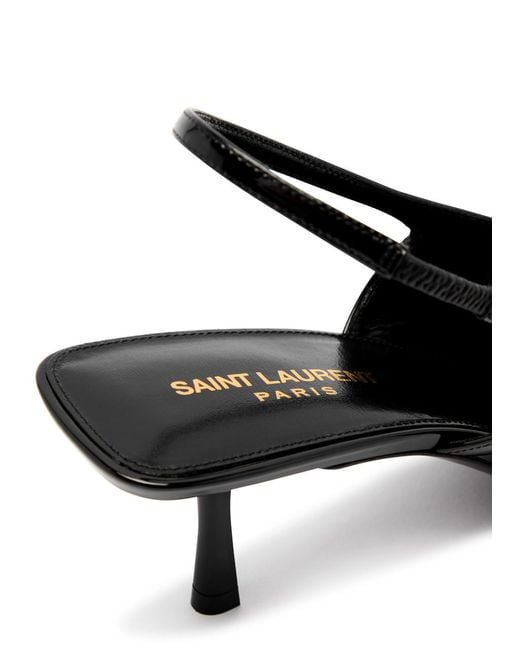 Saint Laurent Black Carine 55 Patent Leather Slingback Pumps