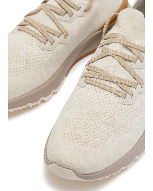 Brunello Cucinelli White Knit Sneakers for men