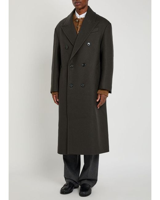 AMI Black Double-Breasted Wool Coat for men