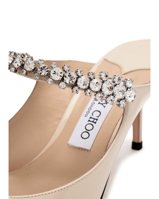 Jimmy Choo Bing 65 Off-white Patent Leather Mules
