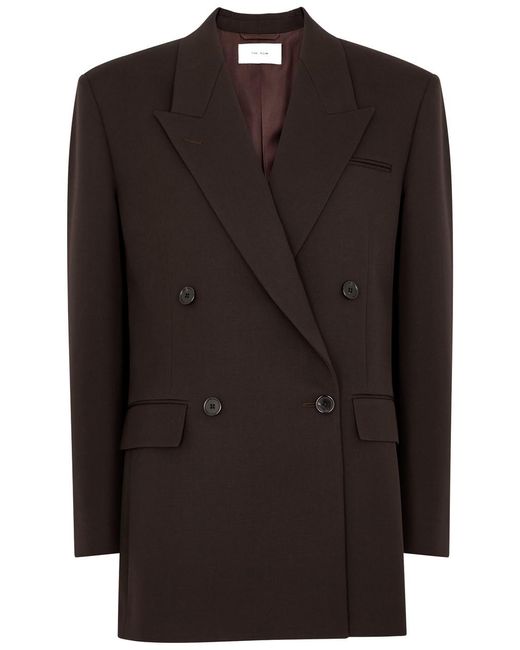 The Row Brown Myriam Double-breasted Wool Blazer