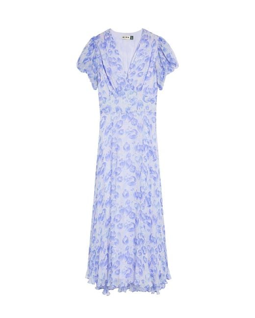 Rixo Purple Corrine Floral-Print Chiffon Maxi Dress