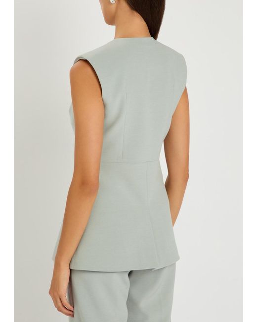 Huishan Zhang Green Sigrid Crystal-Embellished Woven Vest