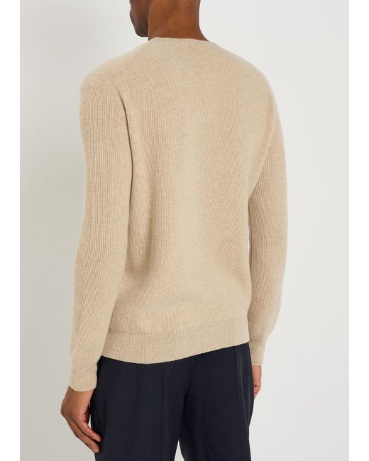 Lardini Natural Ribbed Wool And Cashmere-Blend Jumper for men
