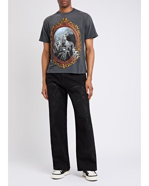 Warren Lotas Blue Mirror Printed Cotton T-Shirt for men