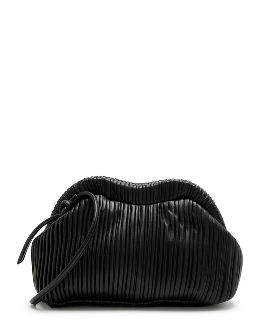 Mansur Gavriel Black Baci Pleated Leather Clutch