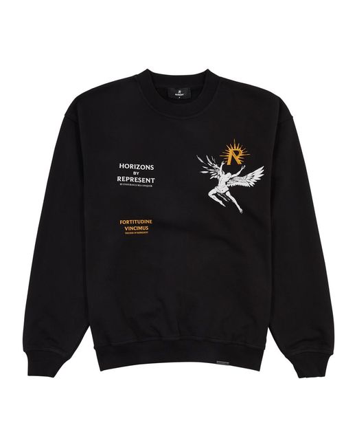 Represent Black Icarus Printed Cotton Sweatshirt for men