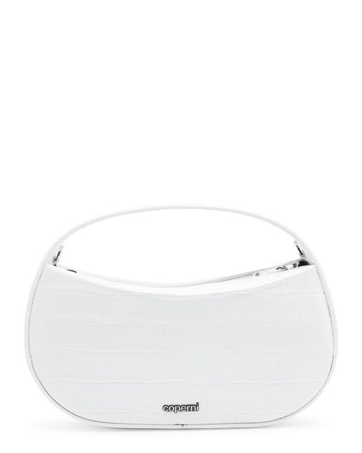 Coperni White Croco Swipe Sound Mini Leather Top Handle Bag