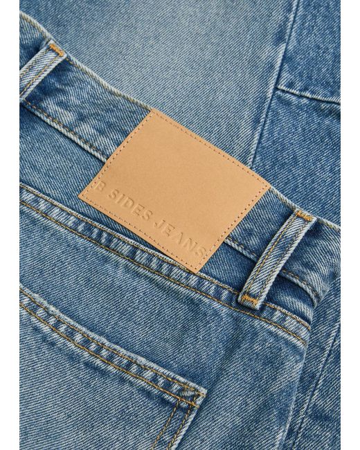 B Sides Blue Slim Lasso Structured Barrel-Leg Jeans
