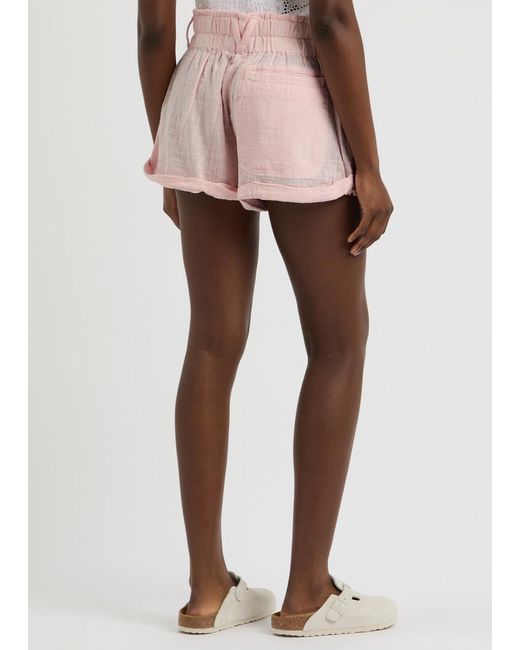 Free People Pink Solar Flare Baja Cotton Gauze Shorts