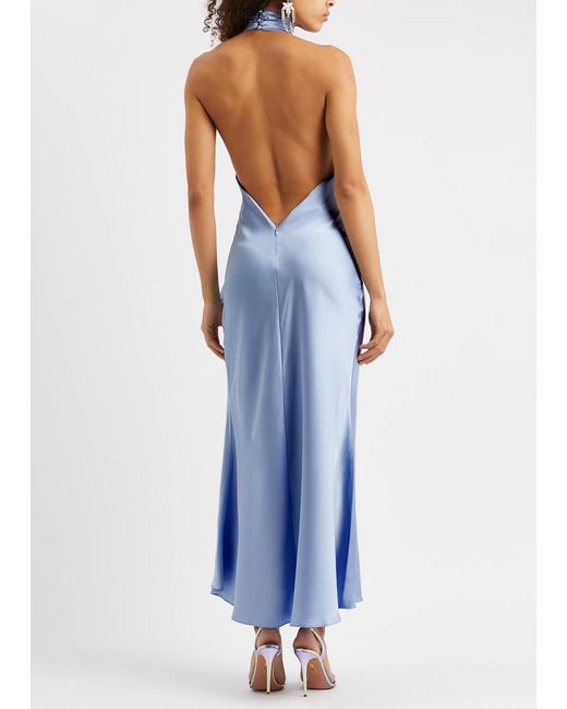 Misha Blue Evianna Bow-Embellished Satin Maxi Dress