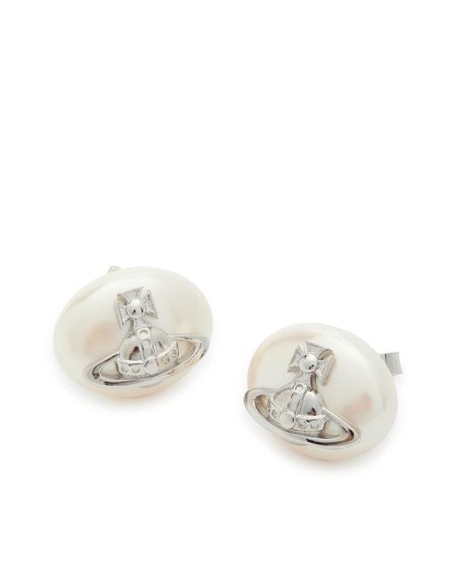 Vivienne Westwood Metallic Lavinia Faux Pearl-Embellished Stud Earrings