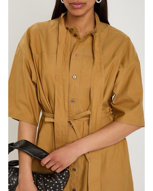 Lemaire Brown Reversible Belted Cotton And Silk-Blend Midi Dress