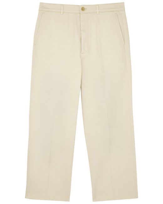 Gucci Natural Cropped Straight-leg Cotton Trousers for men
