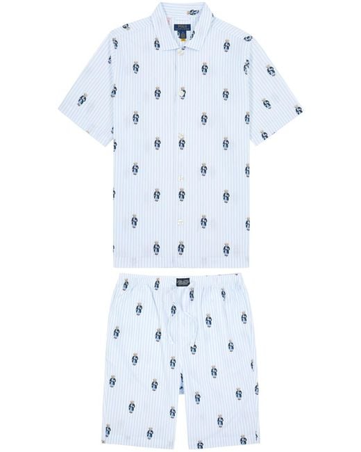 Polo Ralph Lauren Blue Striped Bear-Print Cotton Pyjama Set for men
