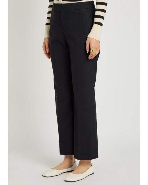 Maria McManus Blue Flared-Leg Cotton-Twill Trousers