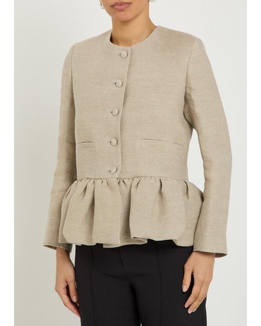 LIBEROWE Natural Peplum-Hem Linen Jacket