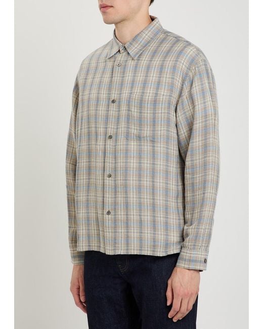 FRAME Gray Plaid Woven Shirt for men