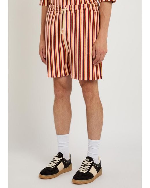 Valentino Red Striped Terry Shorts for men