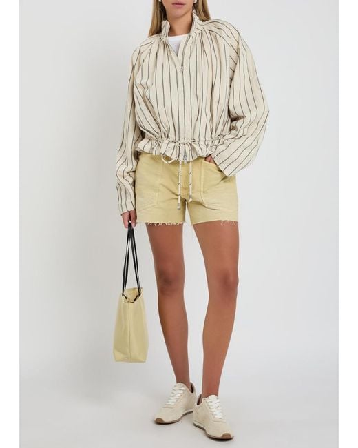 Free People Natural Devon Balloon Striped Cotton Jacket