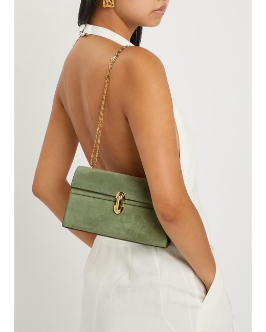 SAVETTE Green Chain Symmetry Suede Pochette