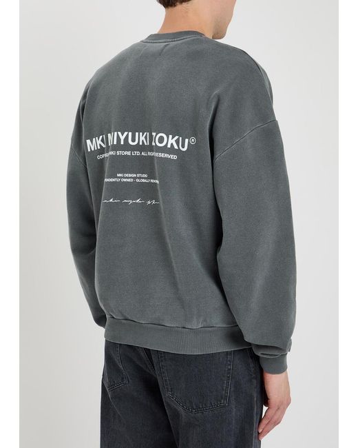 MKI Miyuki-Zoku Gray Design Studio Logo-Print Cotton-Blend Sweatshirt for men