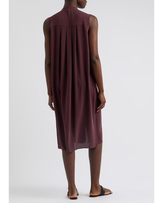 Eileen Fisher Purple Silk-Georgette Midi Dress