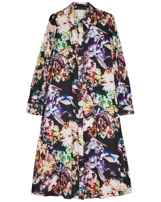 Marina Rinaldi Multicolor Pecora Printed Satin Midi Dress