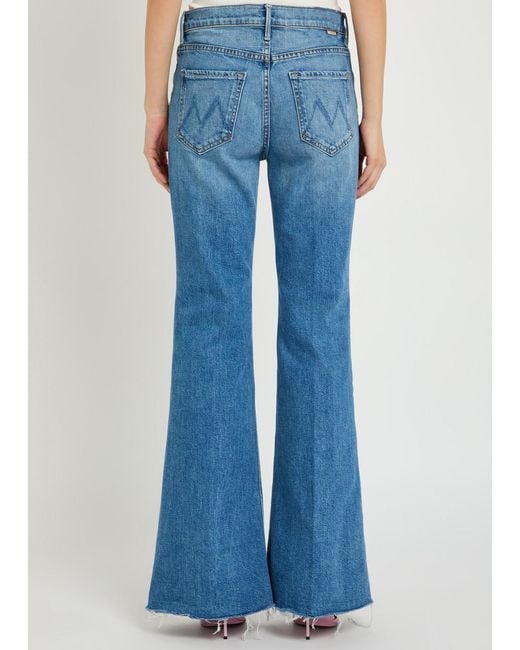 Mother Blue The Doozy Fray Flared-Leg Stretch-Denim Jeans