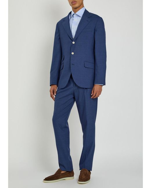 Brunello Cucinelli Blue Wool Suit for men