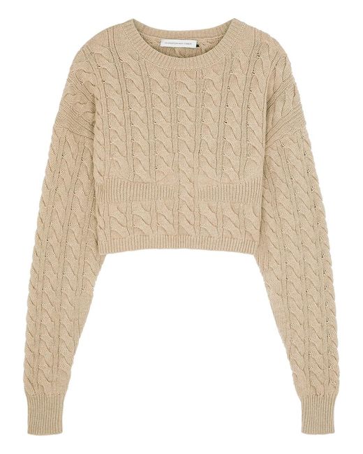 Christopher Esber Natural Cable-Knit Underwired Wool-Blend Jumper